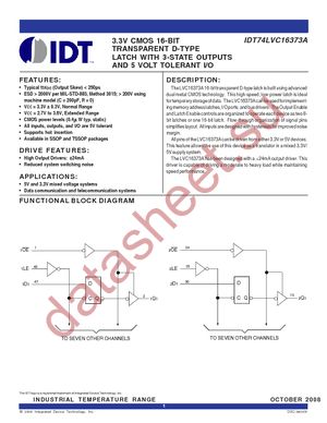 IDT74LVC16373APAG datasheet  